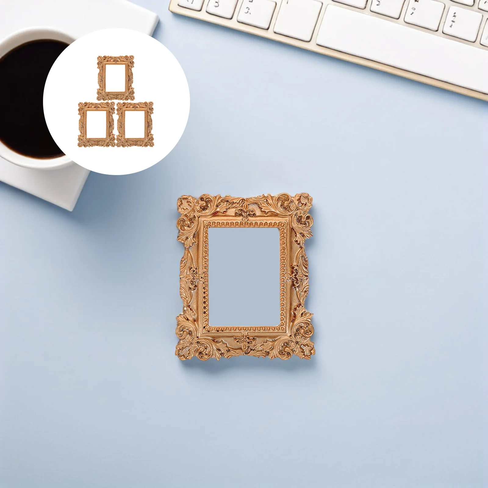 

3Pcs Vintage Picture Frame Resin Small Photo Frames for Table Ornament Display Craft Decorative Frame Kit Home Gallery