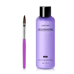 120ml/240ml Acrylic Liquid Crystal Nail Supplies Comes With Professional Dipping Carving Nail Art Extension Acrylic Powder Brush