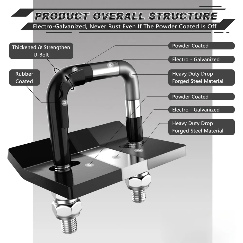 Heavy Duty Hitch Clamp for 2.5 Inch Trailer Hitches, Rubber Isolator and Anti-Rust Double Coating Protective, Black