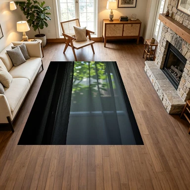 Blurred Window Green Foliage View Carpet Flooring, Soft Calm Nature Non-Slip Area Rug for Living Room Bedroom Home Decor