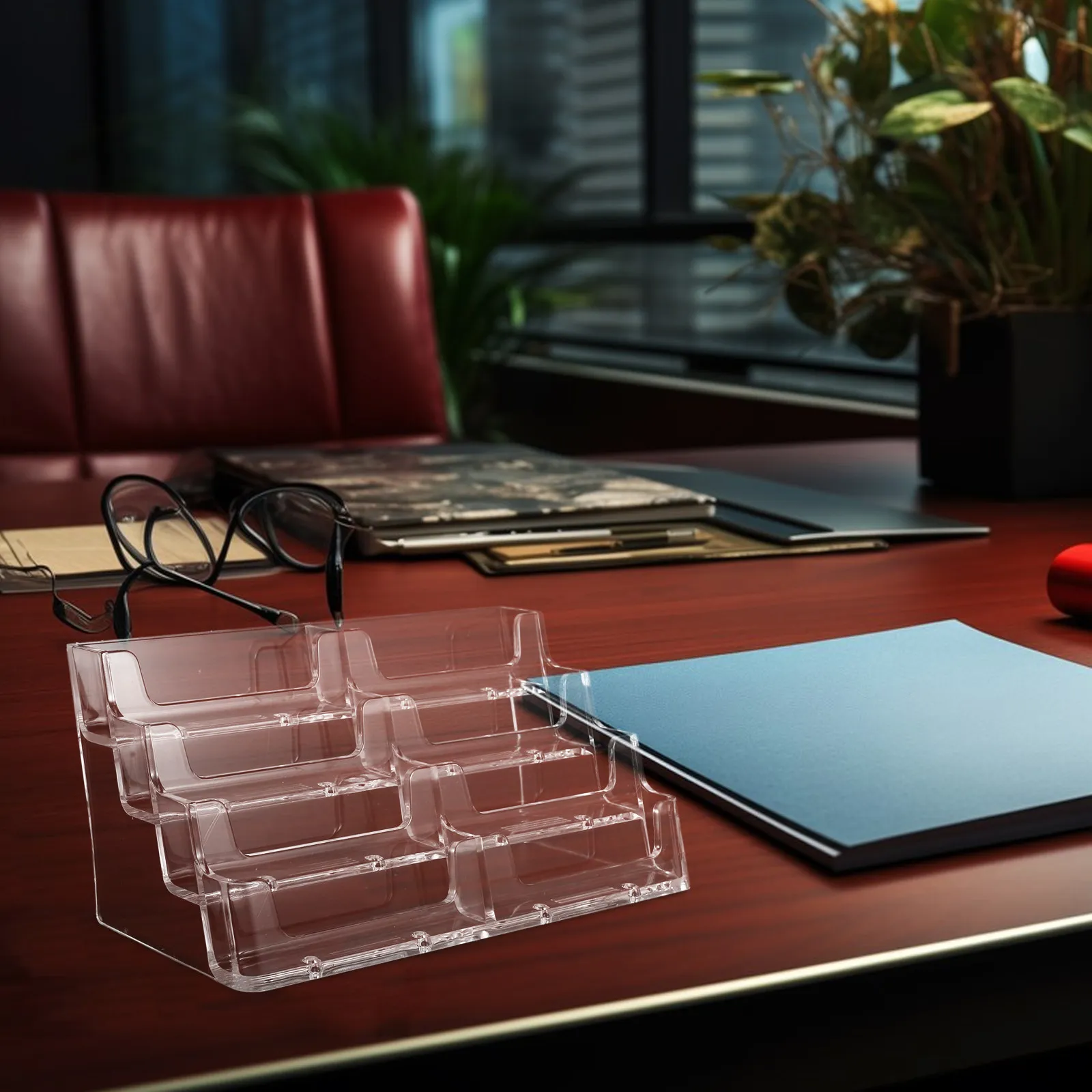 Acrylic Business Card Holder Clear Multi Tier Desk Display Stand for Office Reception Trade Shows