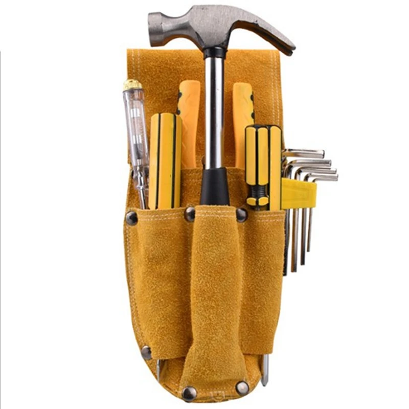 1 PCS Leather Labor Insurance Bag Climbing Operation Mechanical Operation Storage Bag Electrician Pliers Multi-Function Pocket