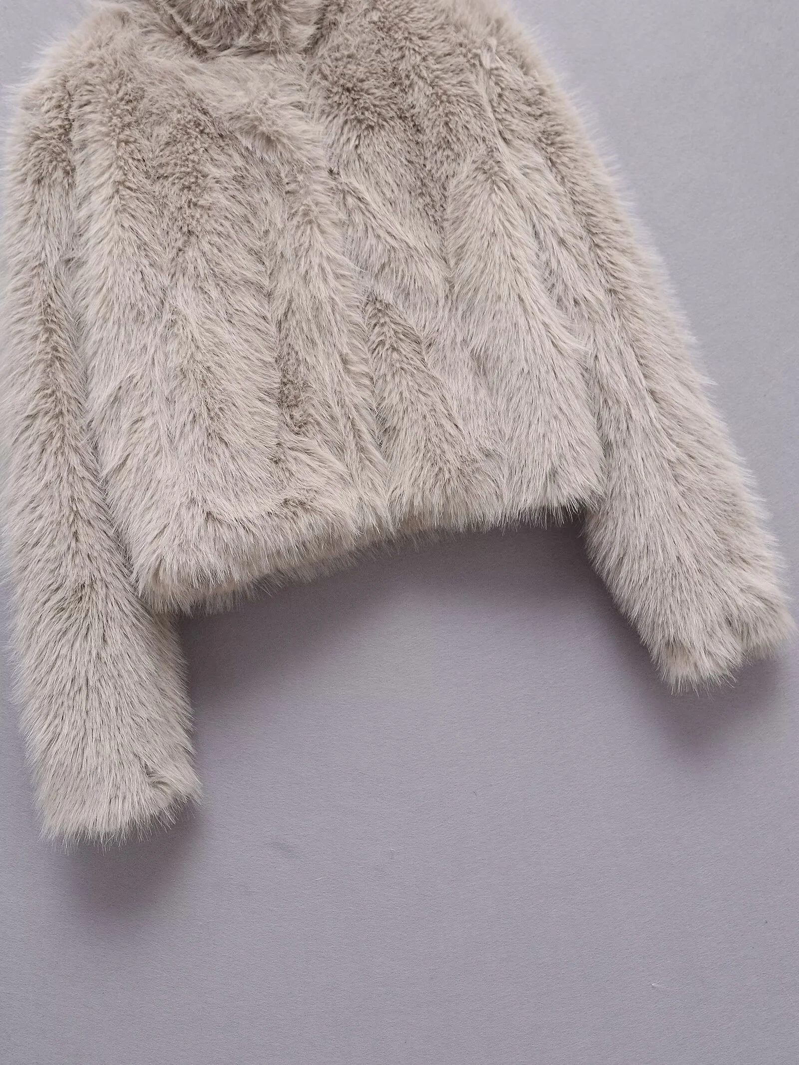 2025 invierno nueva mujer Casual moda elegante piel sintética cuello alto manga larga abrigo corto de felpa Top