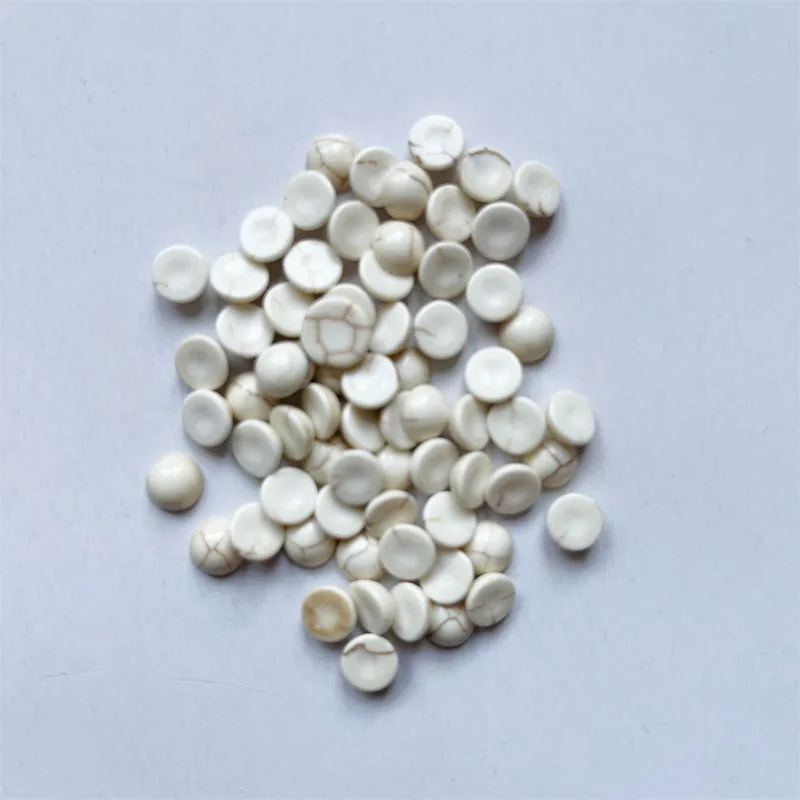 100pcs Semicircle Turquoises Beads Howlite Semi-precious Stone Dome Flat Back Cabochons Half Round 3/4/6/7/8mm