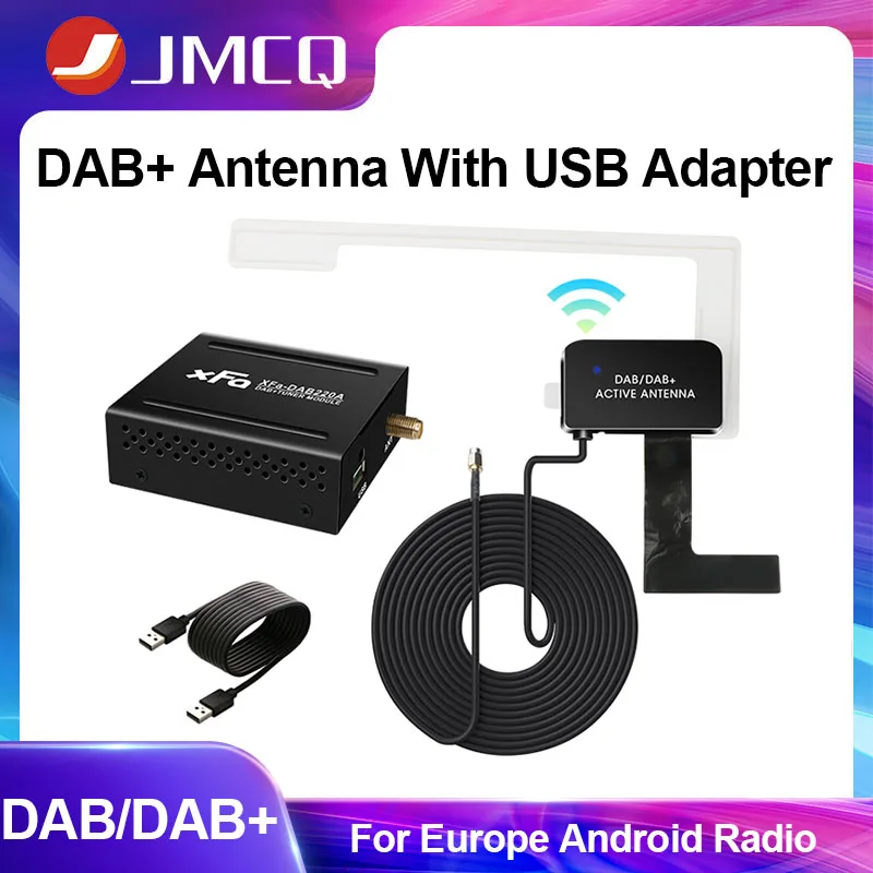 

JMCQ DAB+ Antenna With USB Adapter Car Digital Radio Tuner Receiver DAB+ Adapter For Android Multimedia Player