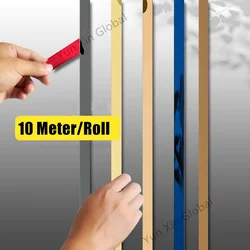 10M/Roll Gold Wall Sticker Strip Stainless Steel Flat Self Adhesive Living Room Decoration Mirrors for Home Wall Edge Strip