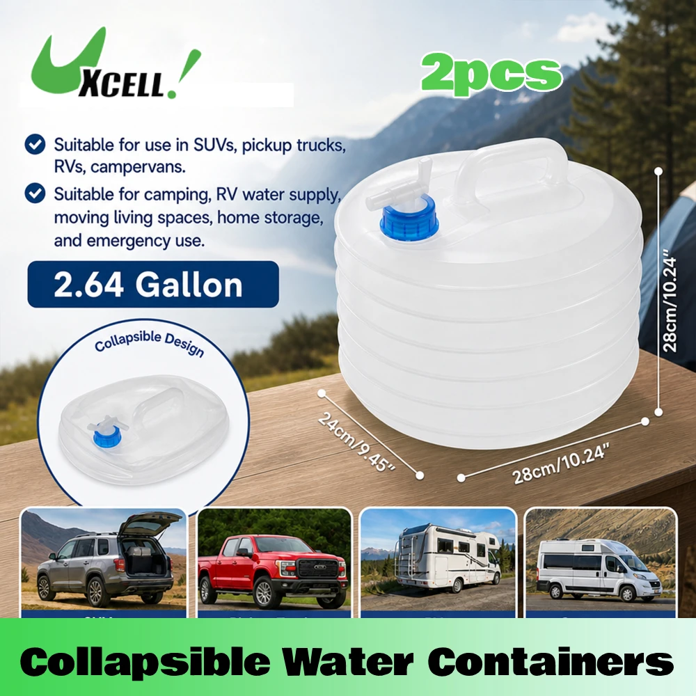 

Uxcell 2pcs 10/15L Collapsible Water Storage Bladder Tank Portable Water Container for Outdoor Camping Hiking Foldable Water Bag