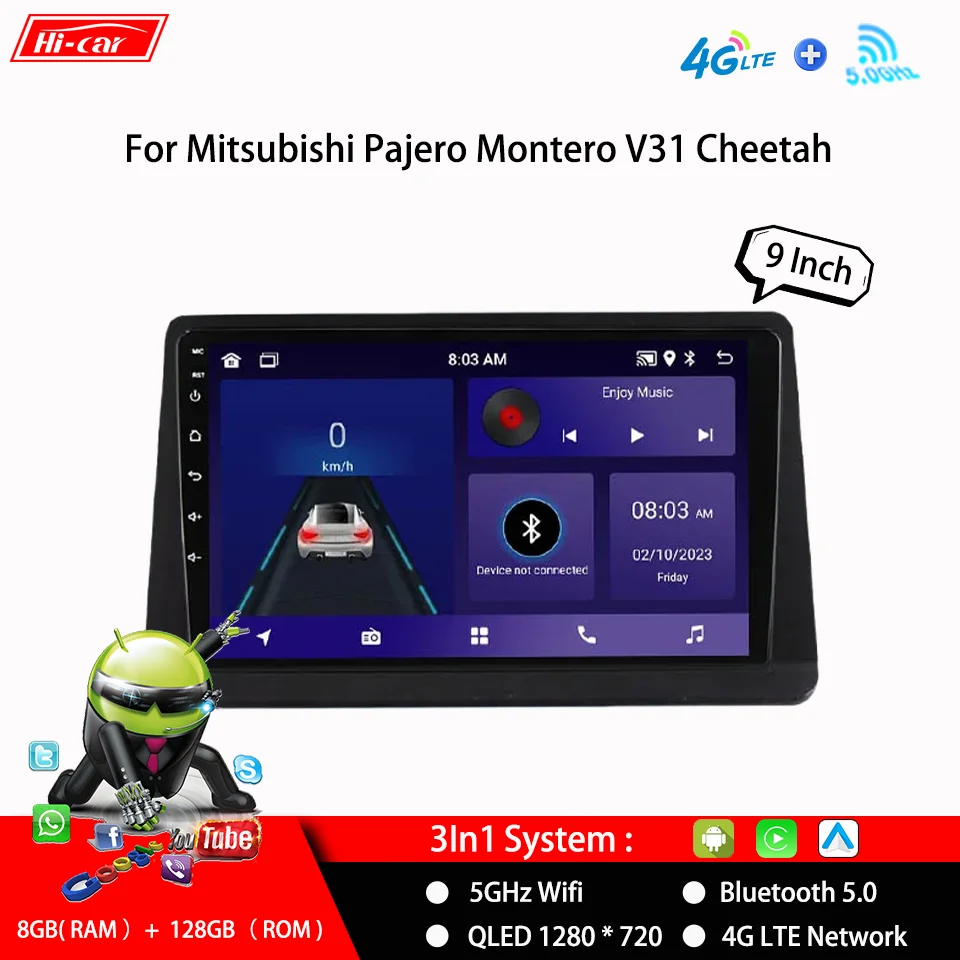 Car Radio for Mitsubishi Pajero Montero V31 Cheetah CarPlay&Android 2Din Android Multimedia Video Player Head Unit Radio Stereo