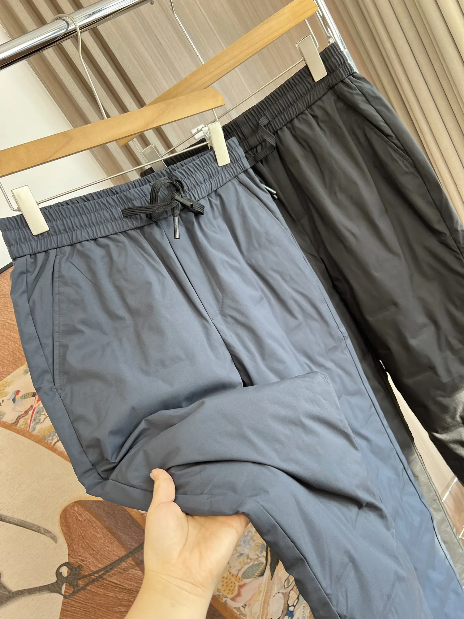 Duck down pants Padded pants men's winter elastic waist casual Simple versatile straight warm down pants Men trousers