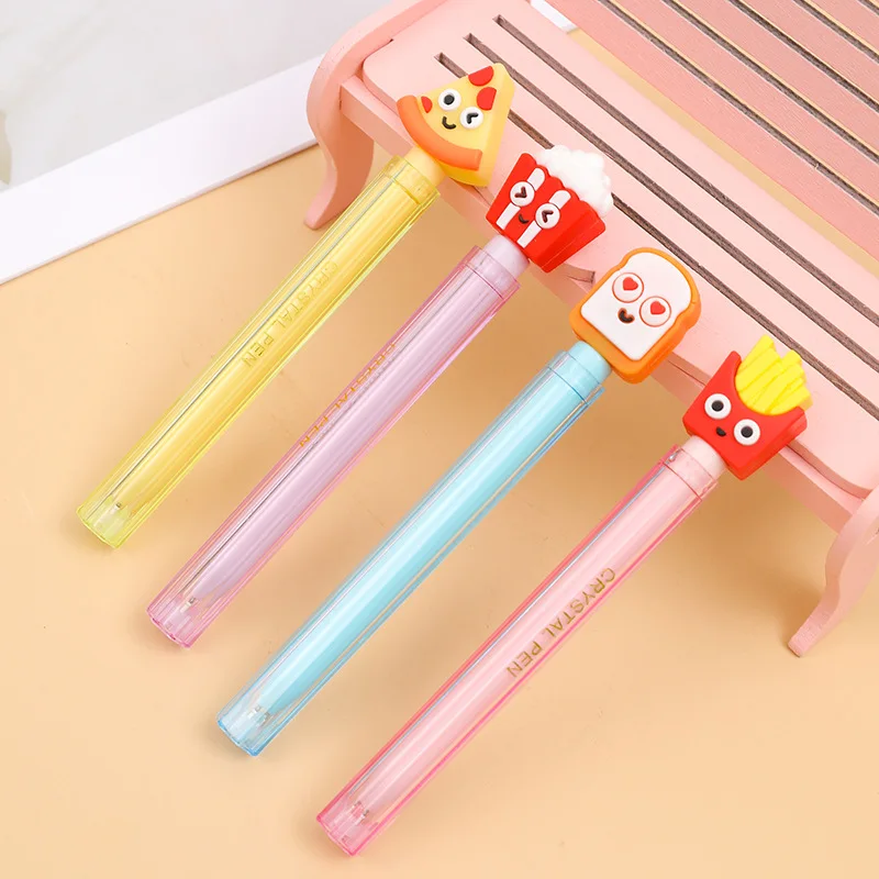 36pcs/lot Kawaii Bread Pizza Gel Pen Cute 0.5mm Black Ink Signature Pens Promotional Gift Office School Supplies