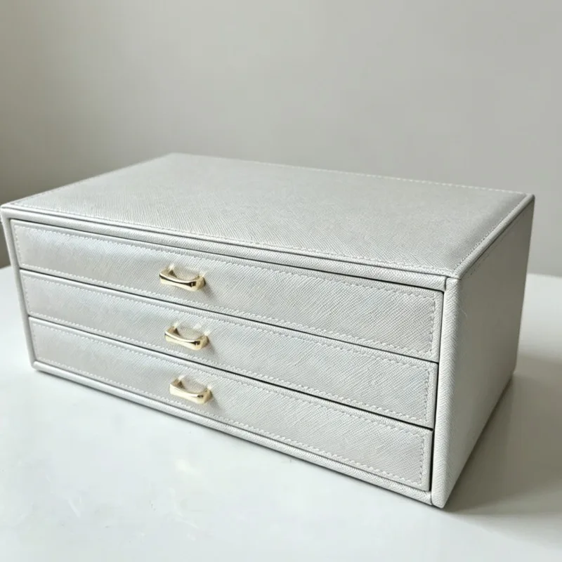 Leather Necklace Storage Box Luxury Ring Earring Organizer Boxes Multifunctional Bracelet Packaging Case Jewelry Collection Case