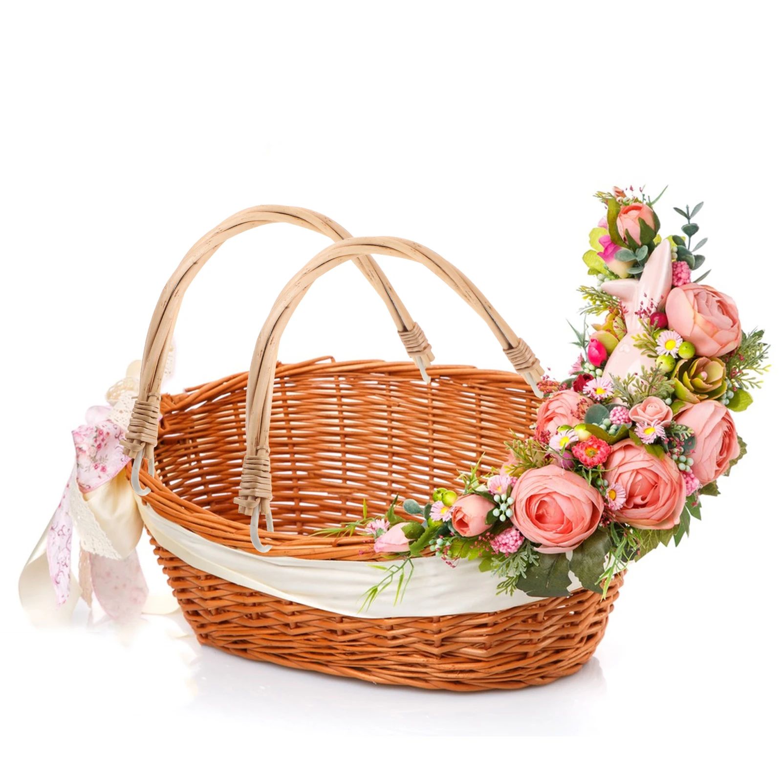 

2Pcs Rattan Basket Handle Accessories Easy Installation Comfortable Grip Enhances Aesthetic Universal Fit