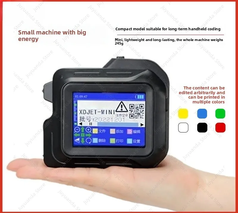 Mini Handheld Inkjet Printer Smart Date Coding Machine for Bottle Cap Plastic Bag Can Concave Convex Surface Ink Marking