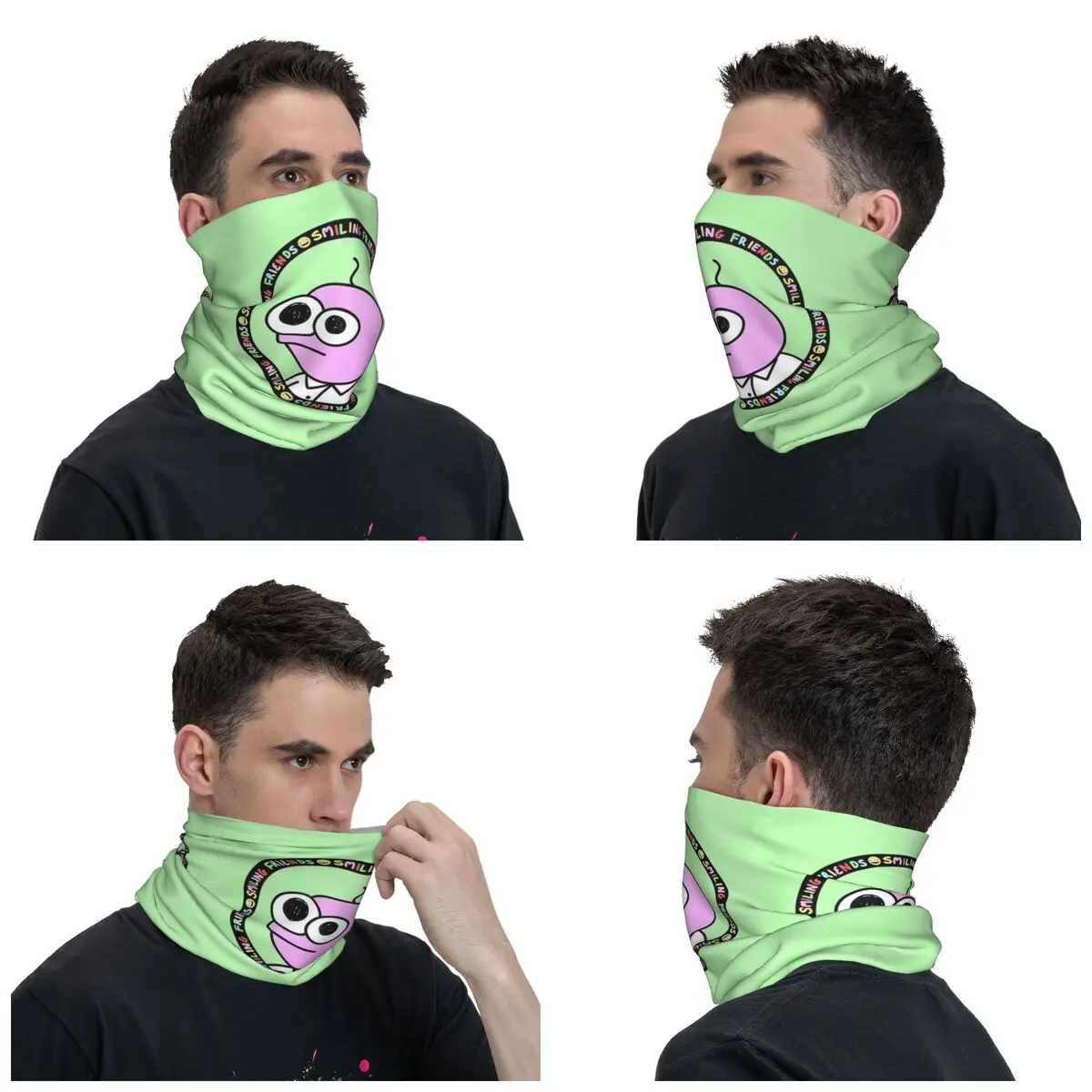 Pim Smiling Friends Bandana Neck Gaiter Printed Mask Scarf Multi-use Headband Running Unisex Adult Breathable