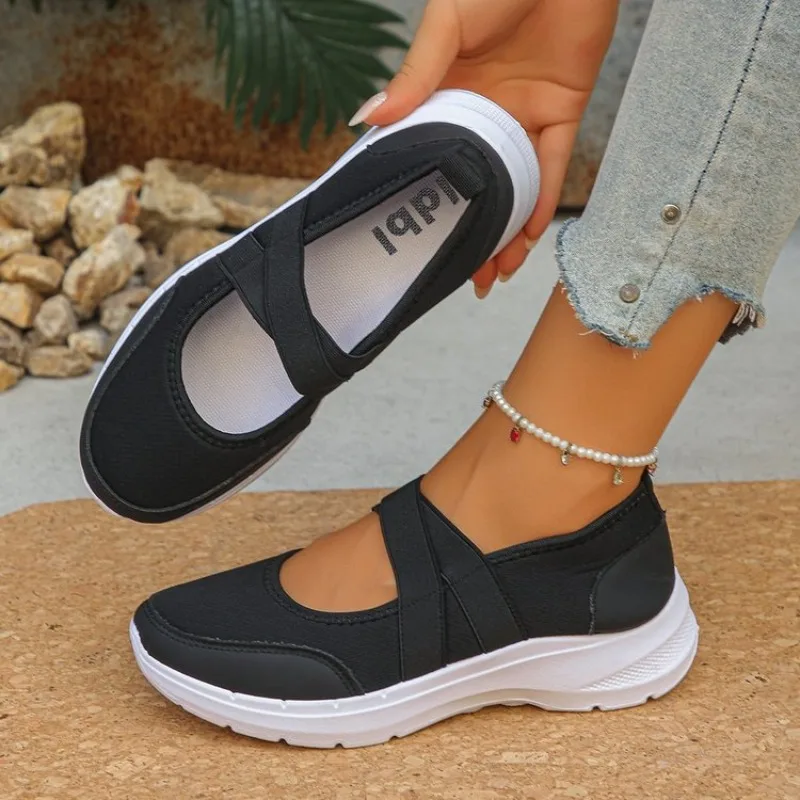 Atmungsaktive Flache Schuhe für Damen, Frühling/Sommer, Übergröße 43, Slip-On-Plateau-Sneaker, bequeme, weiche, rutschfeste Freizeitschuhe für Frauen – Detail 16