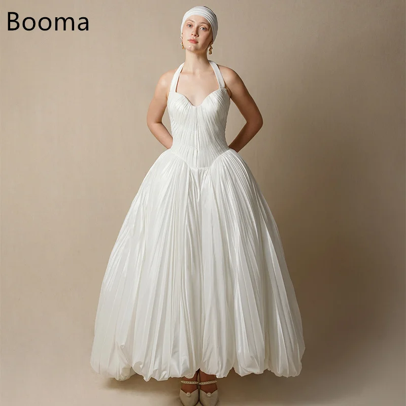 

Booma Spaghetti Strap Pleat A-Line Simple Pleat Strapless Wedding Dresses Long Low/High Brides Gown Custom Made 2025