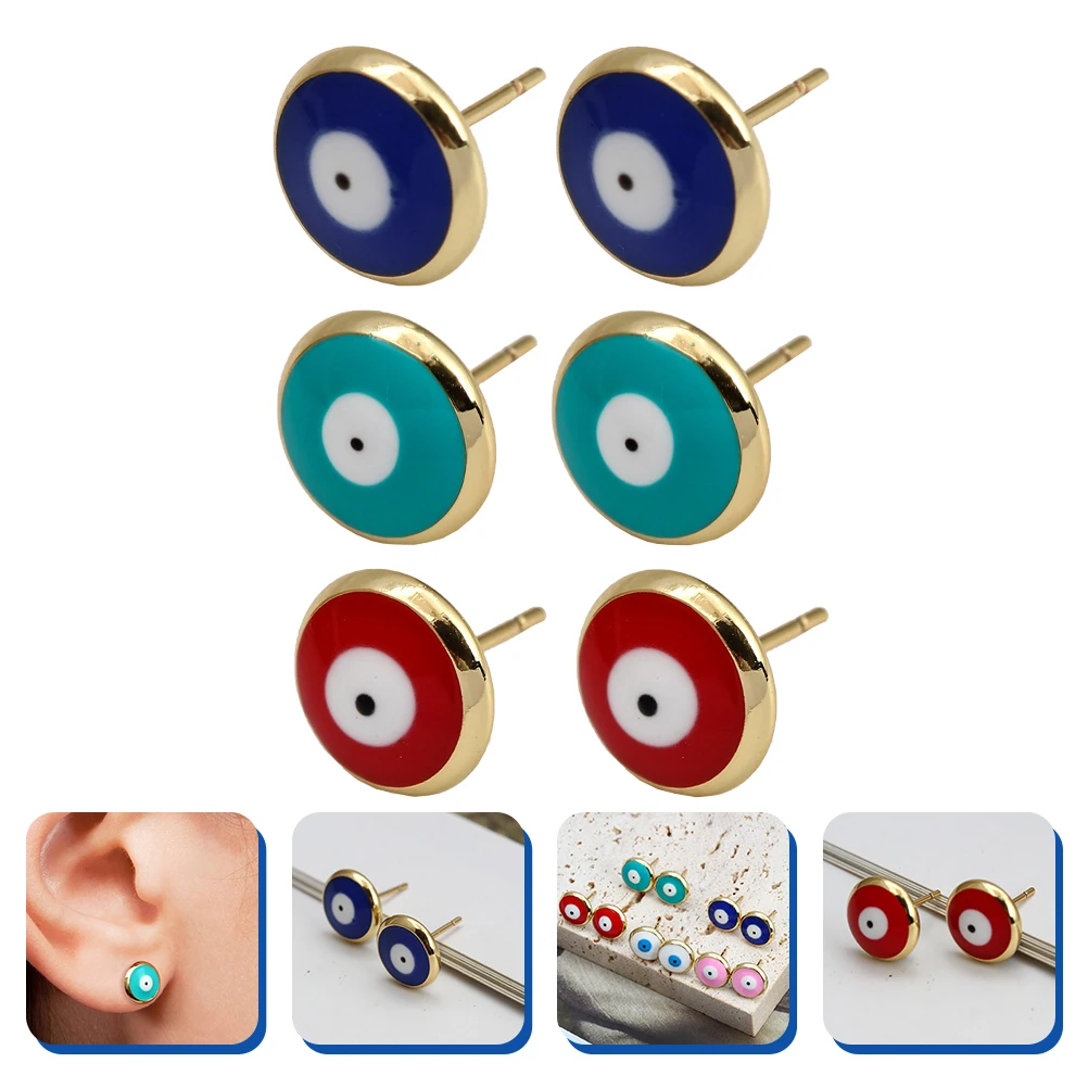

3Pairs Evil Eye Ear Studs Earrings Gift for Women Teen Halloween Christmas Jewelry Evil Eye Earrings