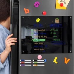 Magnetic Fridge Calendar Board Clear Acrylic Week Planner Magnetic Whiteboard Transparent Refrigerator Black Board Message Menu