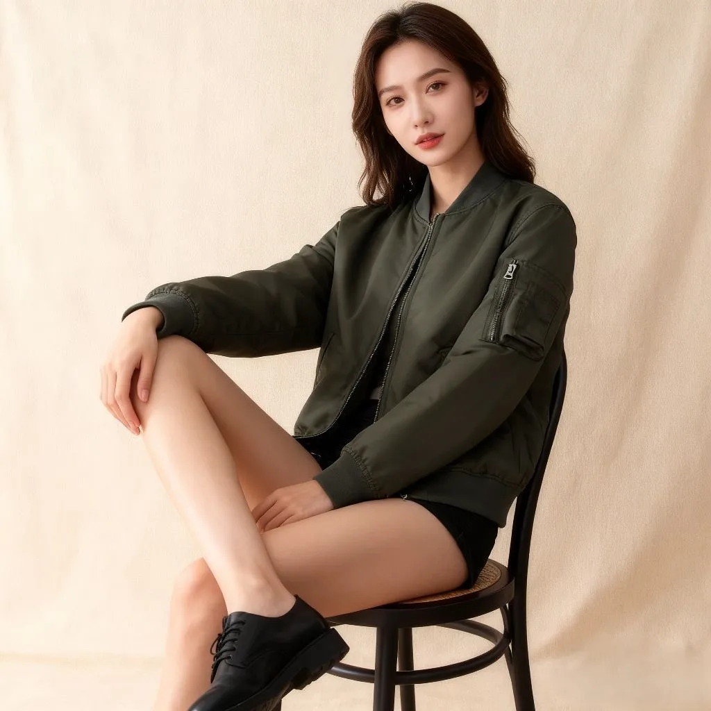 

Bomber Jackets Girls Womens Autumn Multi-Functional Multi-Pockets Patches Spliced Split Slouchy Baggy Loose-Fitting Wide Commute