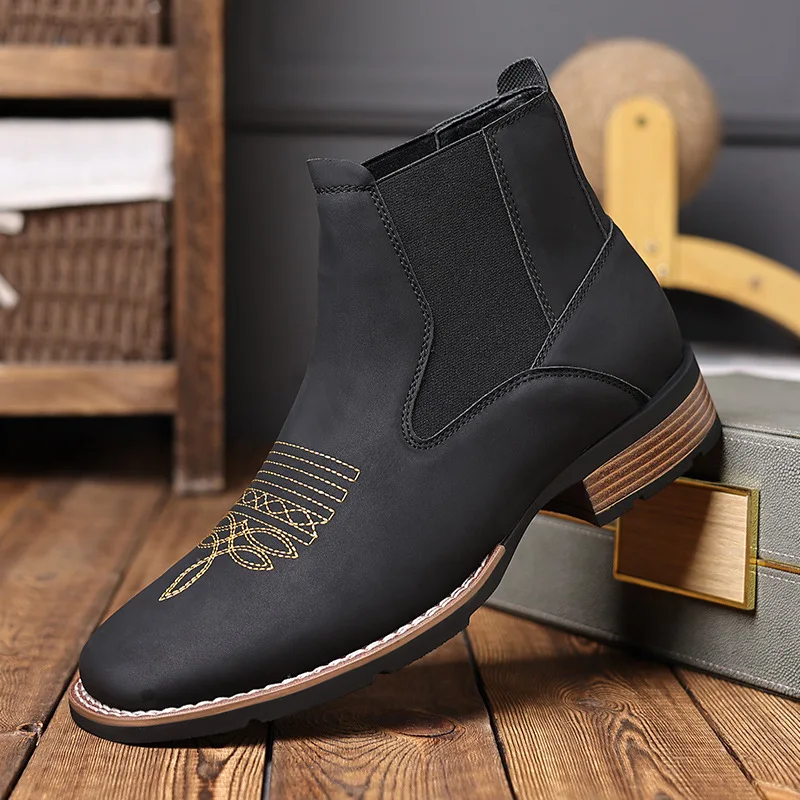 

Fashionable Minimalist Design High Top Men's Casual Boots Luxury Brand Business Office Leather Boots High-quality Handmade Boots