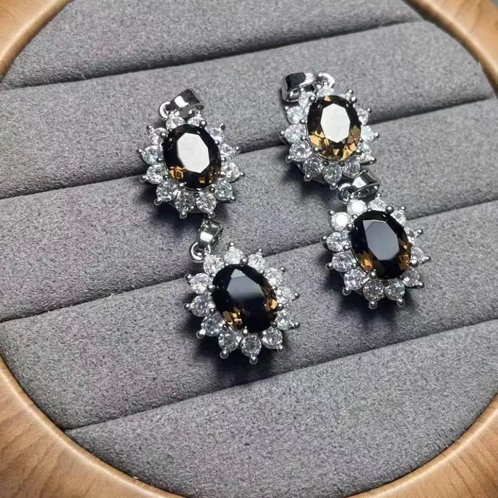 

5 подвесок из натурального дымчатого кварца 7*9 мм, белая медь, подвески, оптовая продажа