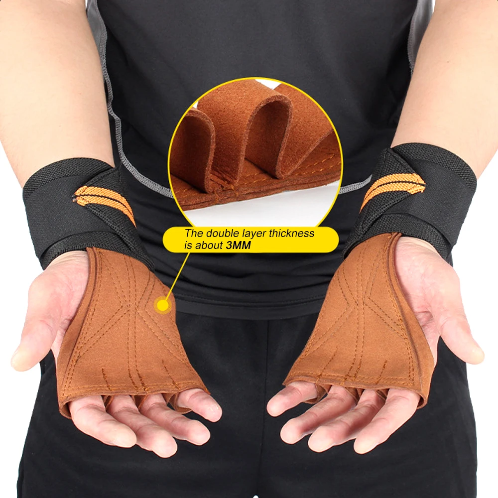 BraceTop 1Pair Weight Lifting Training Gloves Fitness Sports Body Building Gymnastics Grips Gym Hand Palm Wrist Protector Gloves