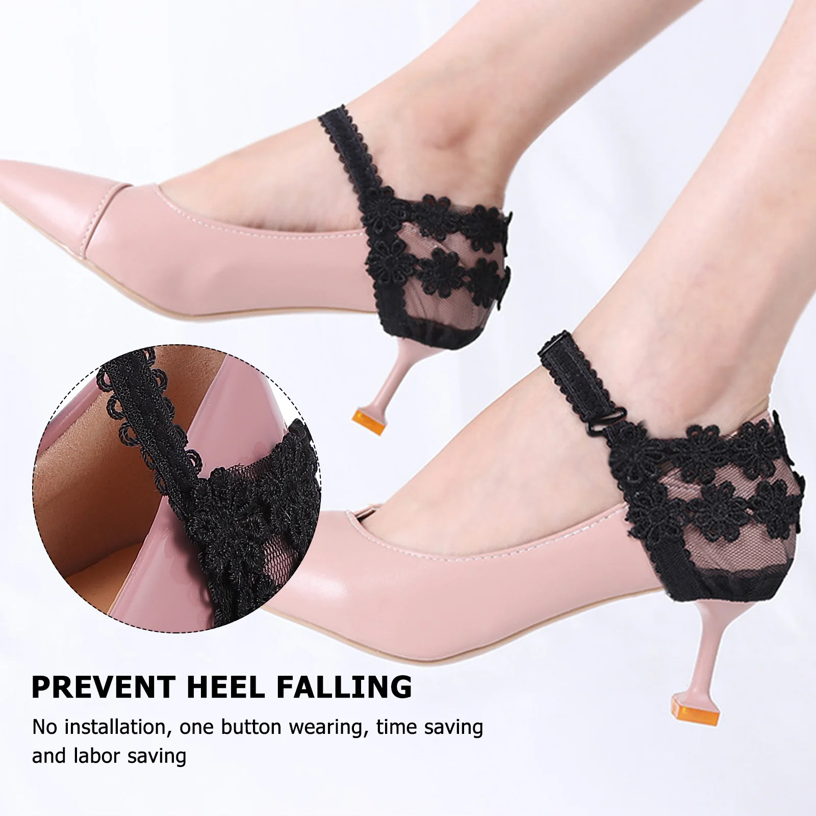

4Pairs Heel Retainer Straps for High Heels Secure Fit Shoe Belts Washable Elastic Shoe Straps for Sandals Slip-Resistant