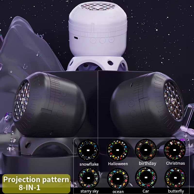 Dynamic Rotating LED Projection Light 360° Multi Angle Rotating Projection Base Night Light for Bedroom Home Theater Living Room