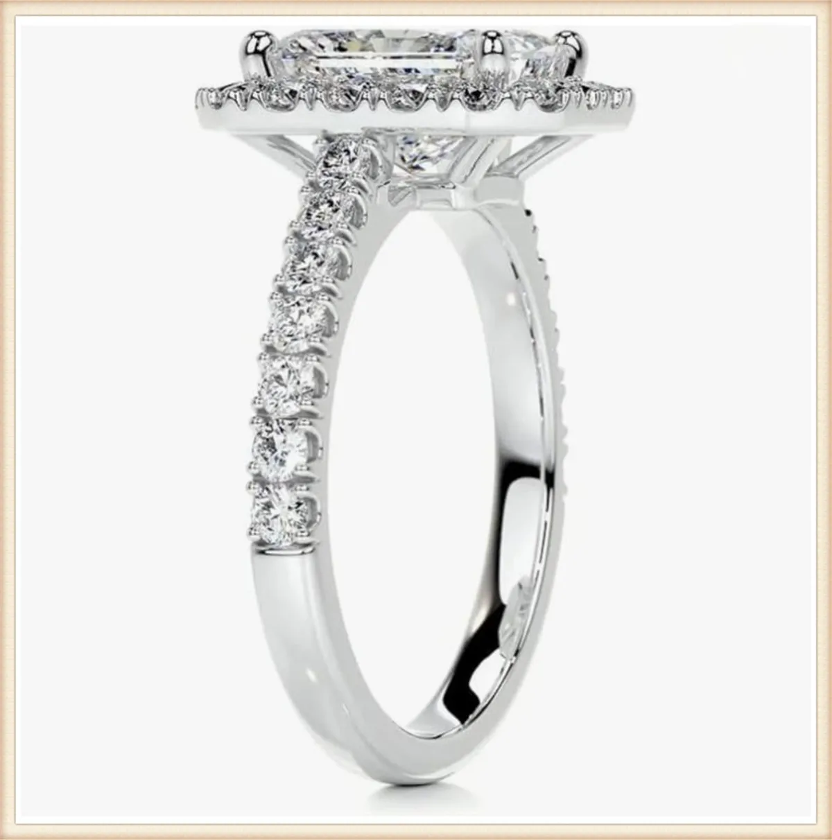 

10K Gold Lab-Grown Diamond 2CT Radiant Cut Square Halo Engagement Ring Platinum Engagement Ring Custom Wholesale