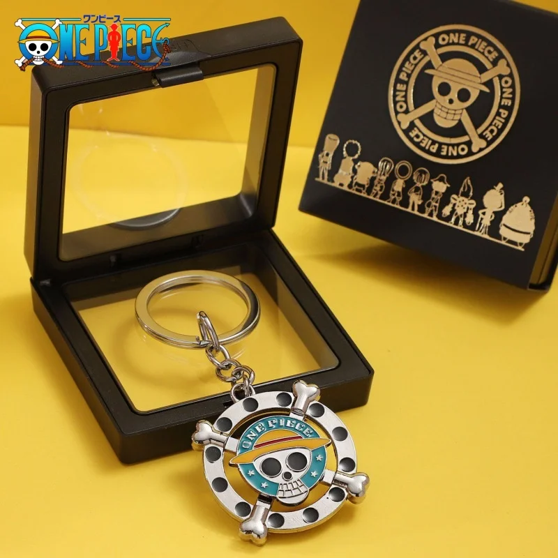 One Piece Anime Skeleton Head Keychain Necklace with Luffy's Logo Metal Pirate Themed Accessory for Fans Boys Girls Gifts