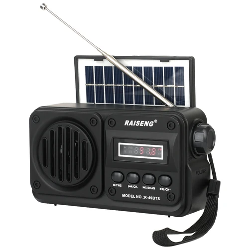 Altavoz Bluetooth inalámbrico 49BTS reproducción MP3 radio FM carga Solar radio de emergencia banda completa alta sensibilidad