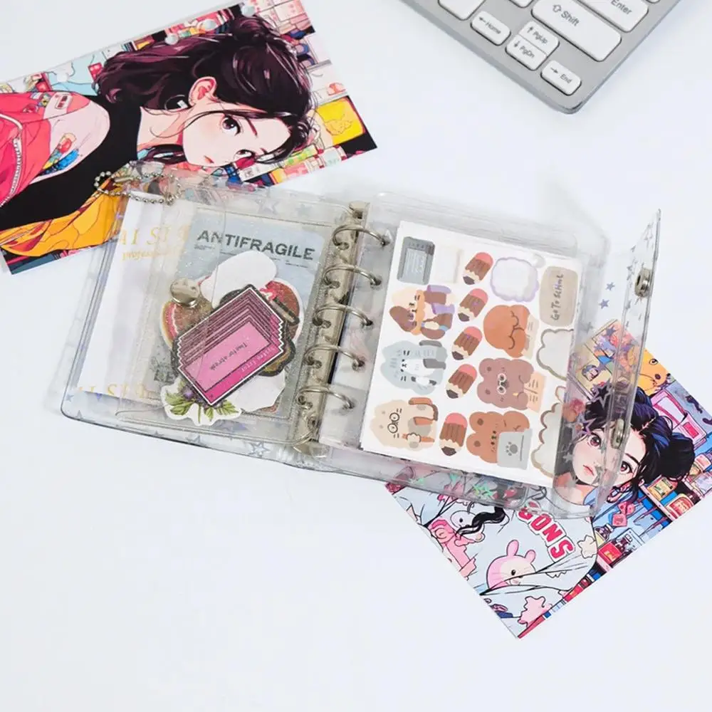 Glitter Stationery Binder Notebook M5 A6 A7 Size Pocket Notepads DIY Postcards Collect Portable Hand Account Book