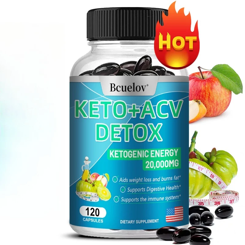 KETO + Apple Cider Vinegar Capsules for Detoxification, Fat Burning, Weight Management, and Digestive Health, 120 Capsules