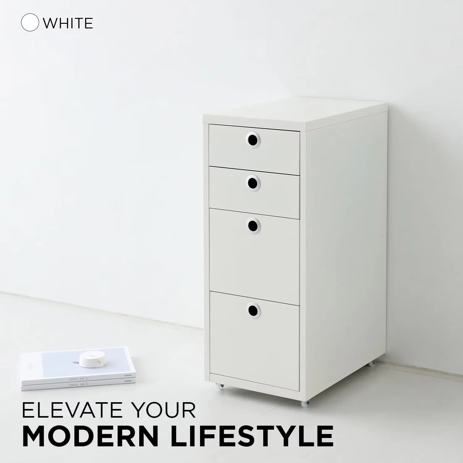 #￥4-Tier White Iron Farmhouse Eco-friendly Office File Cabinet 11 X 16.1 X 27 Inches Living Room Storage Desk Multipurpose