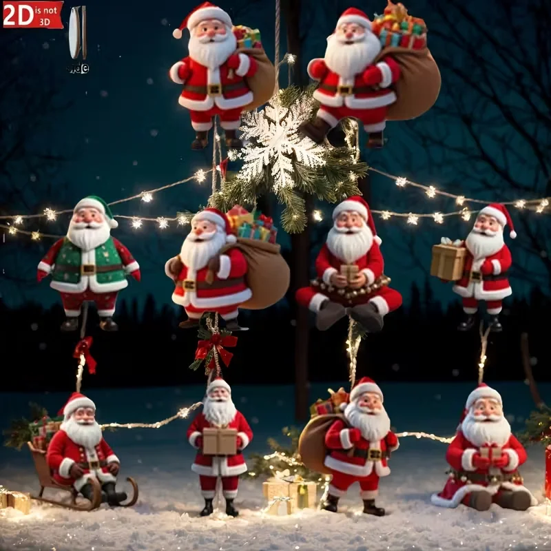 10 تعليقات مزخرفة خشبية مبتكرة ولطيفة على شكل سانتا كلوز، مثالية لجو احتفالي لأشجار عيد الميلاد #5