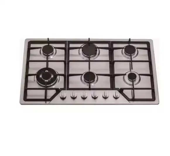 

Встраиваемая газовая плита с 6 конфорками, защита от погасания пламени, стеклокерамическая поверхность