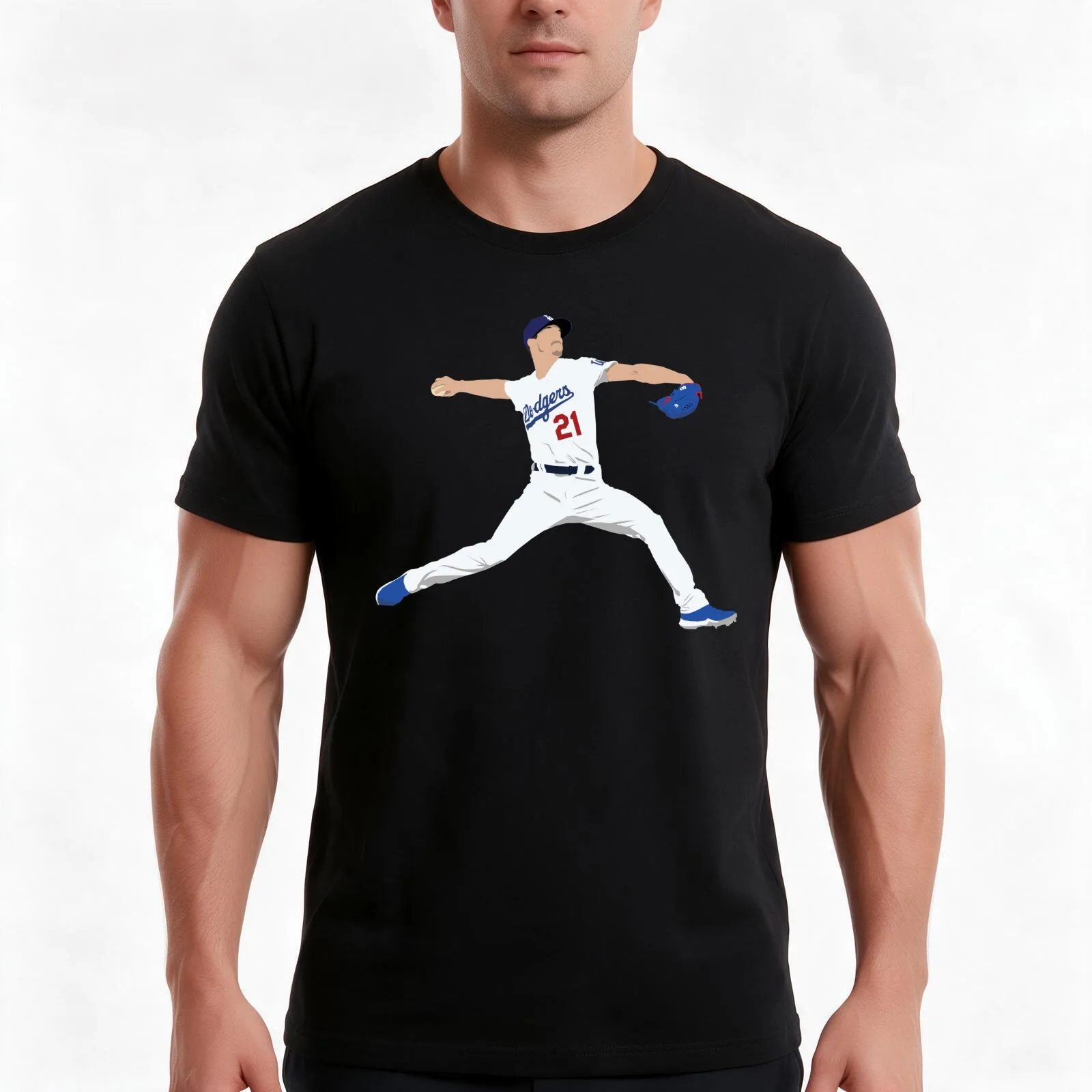 Walker Buehler T-Shirt, Summer Casual Cotton Tee, Oversized Streetwear Tops, Vintage Graphic Print, Loose Fit Short Sleeve