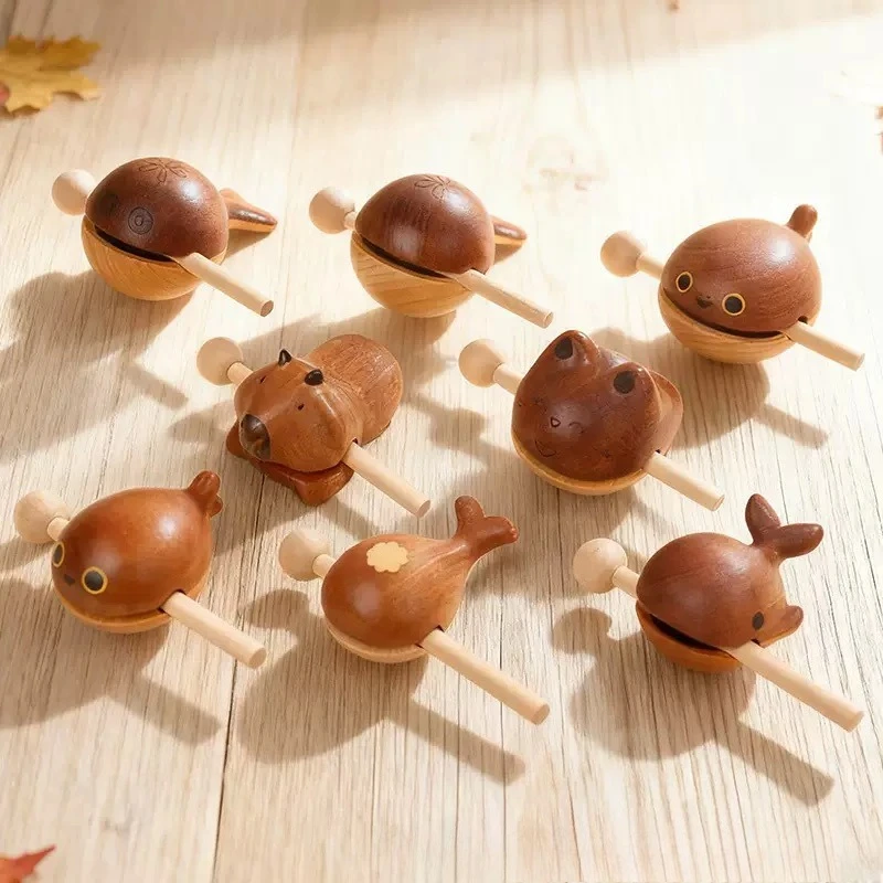 Solid Wood Wooden Fish Creative Portable Decompression Artifact Cute Banging Desktop Decompression Toy New Year's Gift