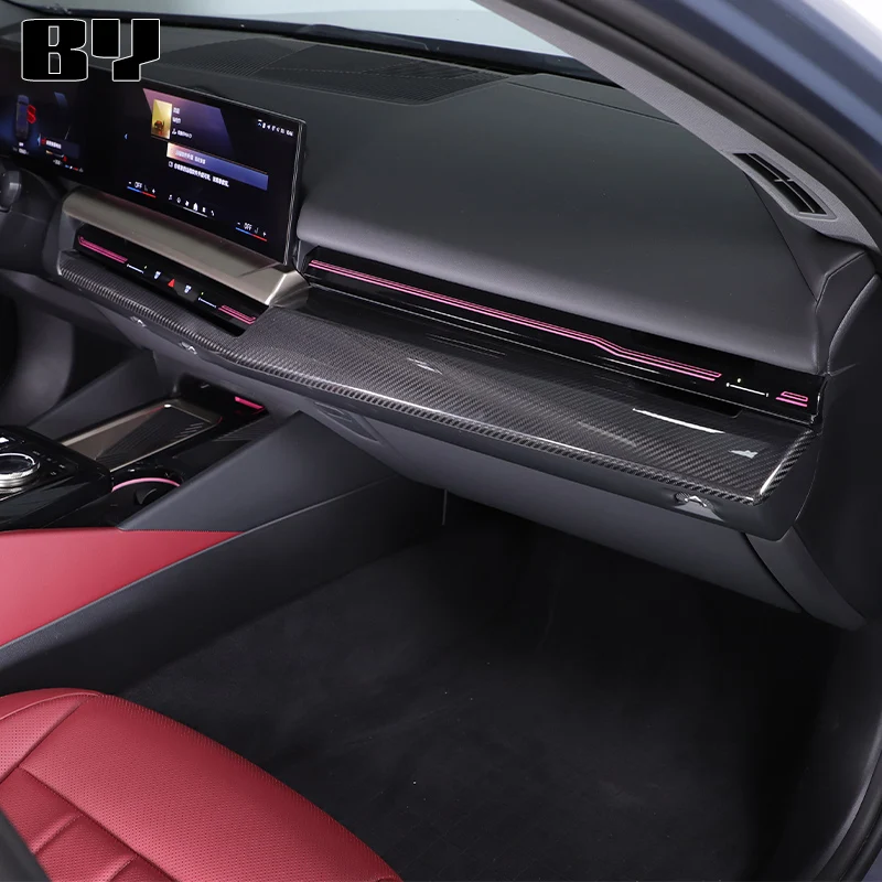 

For BMW 5 Series G60 2024 2025 2026 LHD real carbon fiber Dashboard Panel Decoration Cover Sticker Car accessories