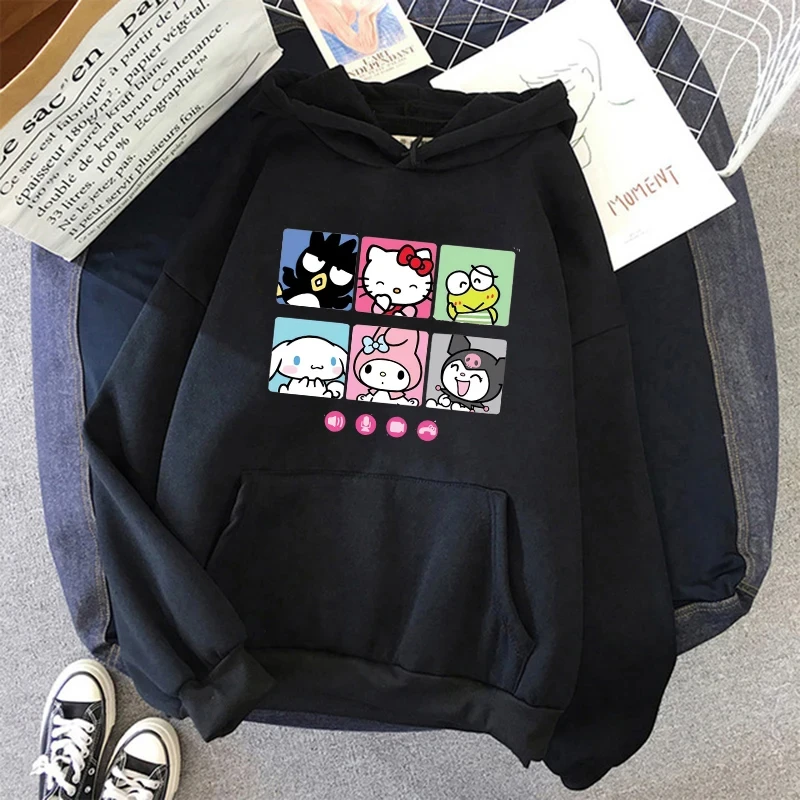 2024 Women\'s Fashion Aesthetic Y2k Clothing Japanese Hello Kitty Hoodie Autumn and Winter Retro Top Fashion Harajuku Long Sleeve