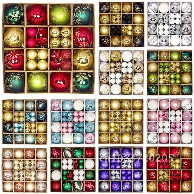 2024 Christmas Balls Ornaments 44pcs Shatterproof Colorful Transparent Ball Xmas Hanging Ball for Christmas Tree Wreath Decor