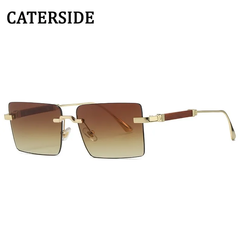 

Rimless Rectangle Sunglasses Men 2023 Vintage Women Men Shades Small Square Sun Glasses For Female male Summer Traveling Oculos