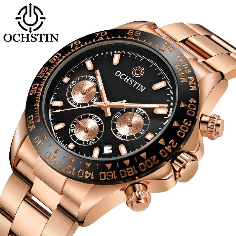 

Men's Luxury Stainless Steel Multi-functional Chronograph Watch 6 Hands Business Sports High End Quartz Waterproof Wristwatch