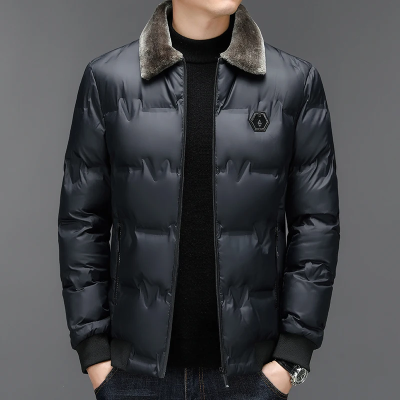 Chaqueta de plumón con cuello de piel para hombre, abrigos gruesos y cálidos informales a la moda, prendas de vestir de alta calidad, cortavientos, Parkas gruesas para hombre, Invierno