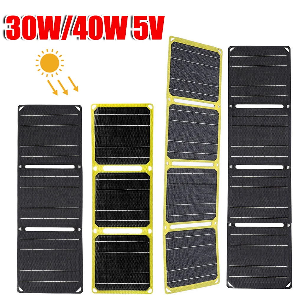 Outdoor Powerful Portable Solar Panel ​30W/40W 5V Foldable Phone Charger IP67 Waterproof ETFE Panels Mobile Power Bank Charger