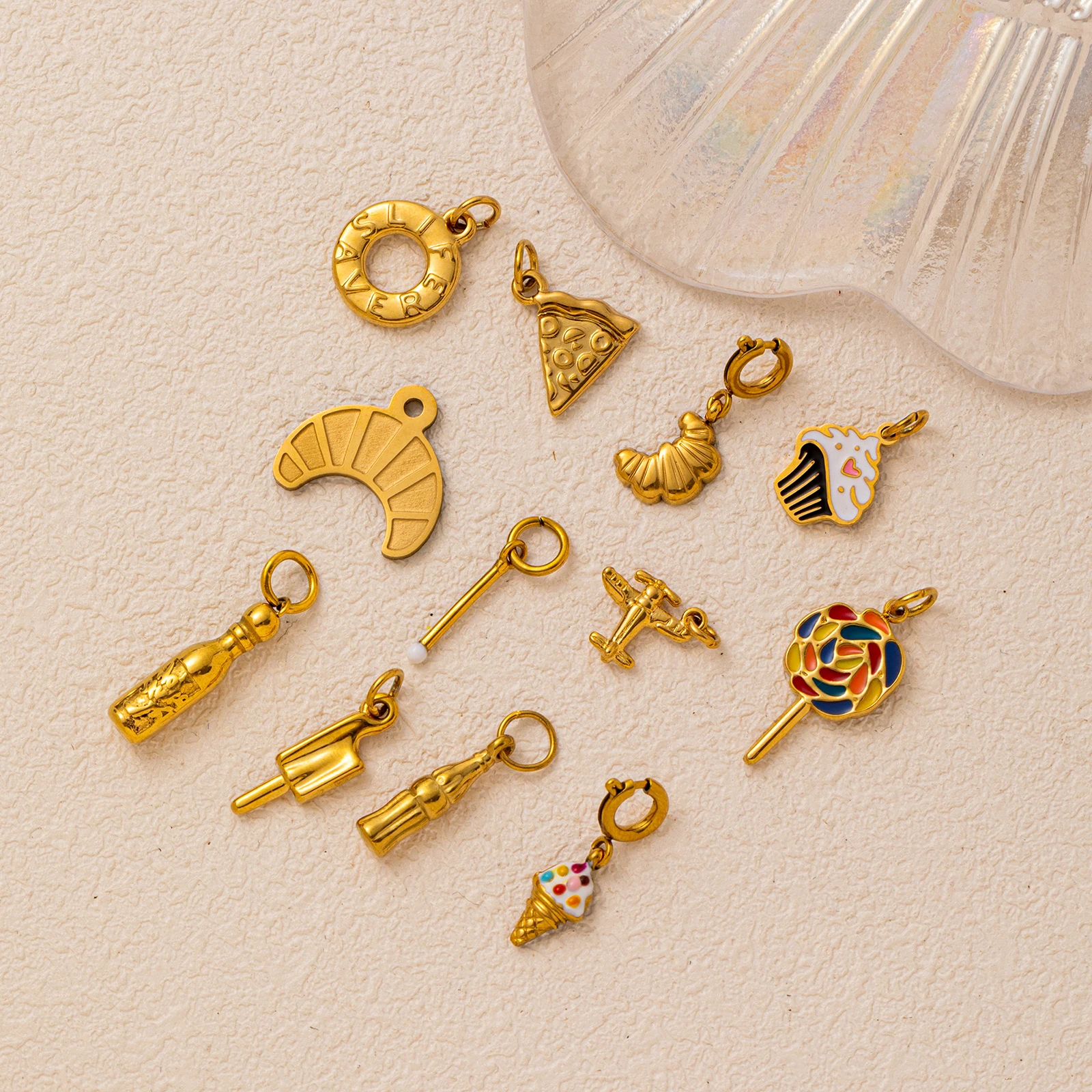 

Fashionable and popular dessert series donuts candies croissants DIY pendant charms for jewelry