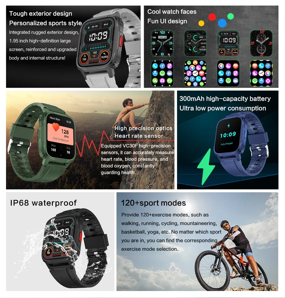 YTOM Newest LD9 LW9 Sport IP68 waterproof Smart Watch For Men Women Gift Full Touch Screen Fitness Watches Bluetooth Calls