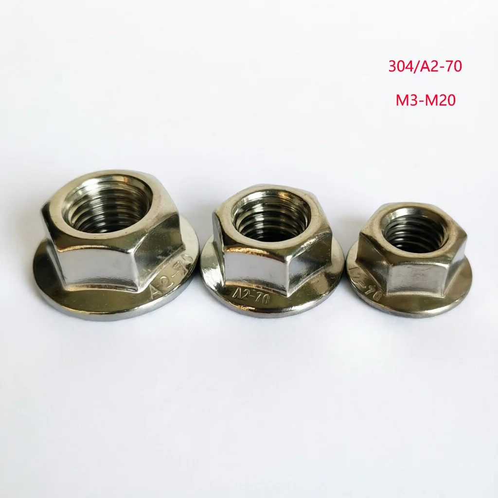 50 Pieces M3 M4 M5 M6 M8 M10 M12 M16 M14 M20 304 Stainless Steel Hexagon Hex Head Serrated Spinlock Lock Flange Nuts DIN6923