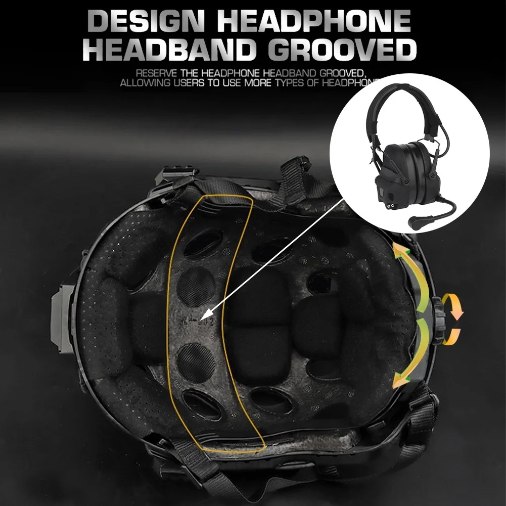 FAST Airsoft Helmet 35db Super Noise Cancellation Headset L4G24 NVG Mount Helmet IR Strobe for Tactical Operations