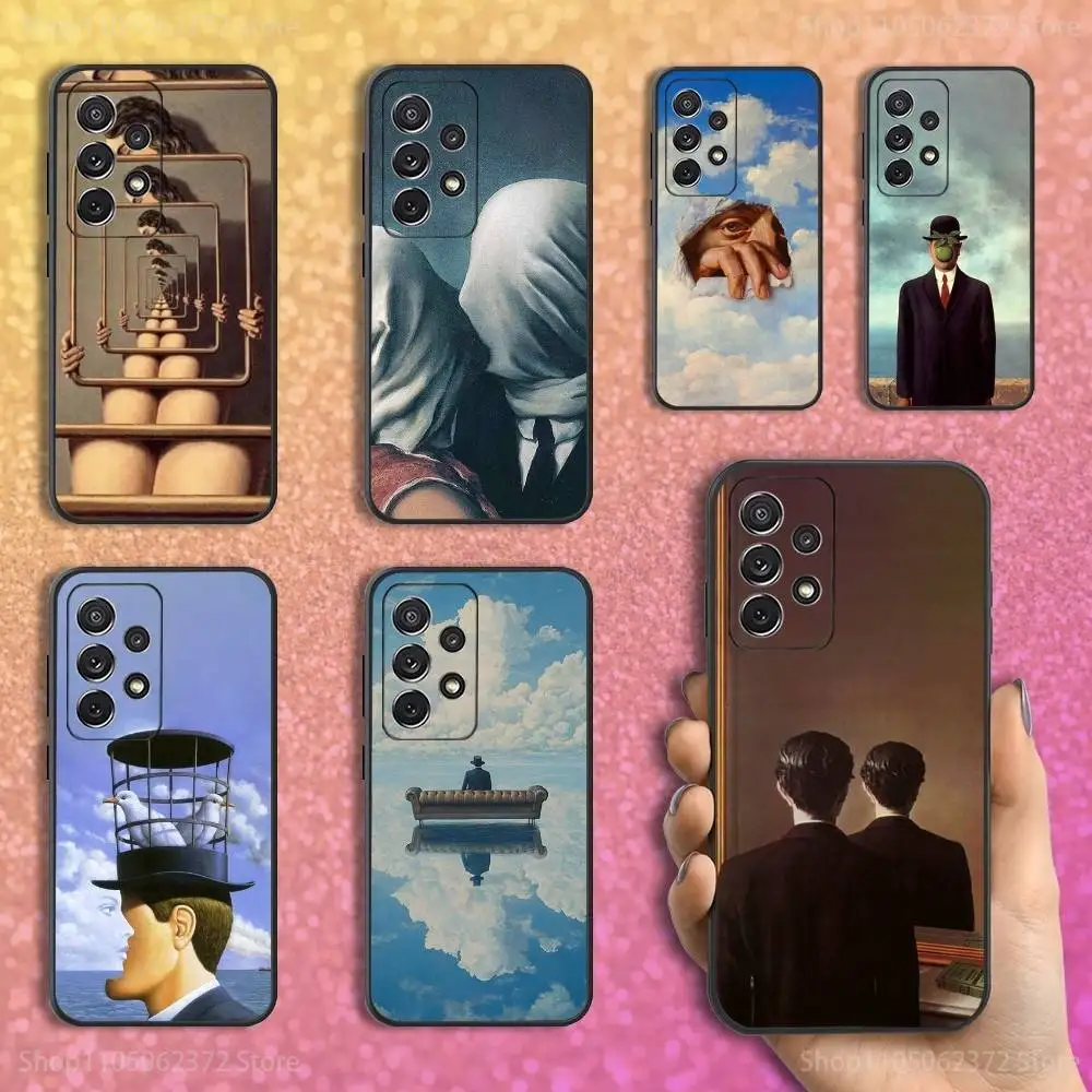 

Draw R-Rene M-Magritte Art Phone Case For Samsung S25,S24,S23,S22,S21,S20,S10,Ultra,Plus,Lite,FE,Soft Silicone Black Cover